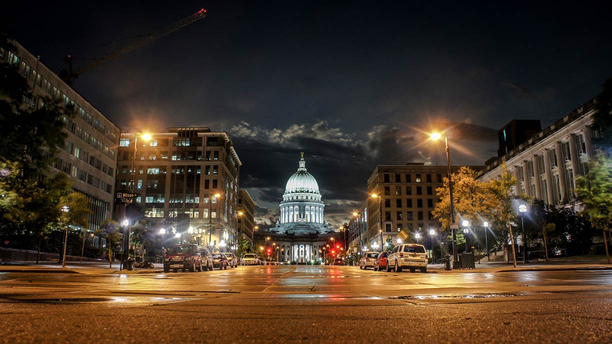 Wisconsin State Capitol in Madison at night