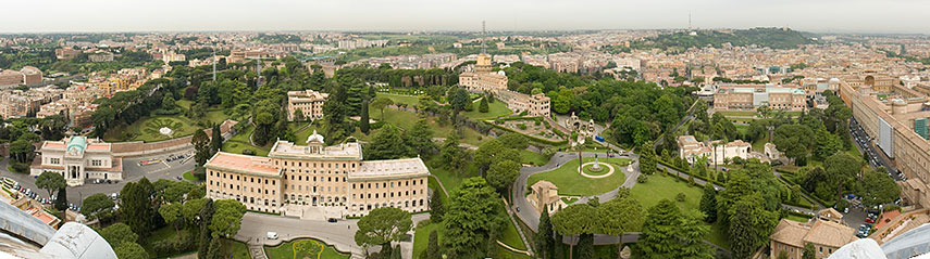 Panorama of the Papal gardens from St. Peter's Basilica, Vatican City