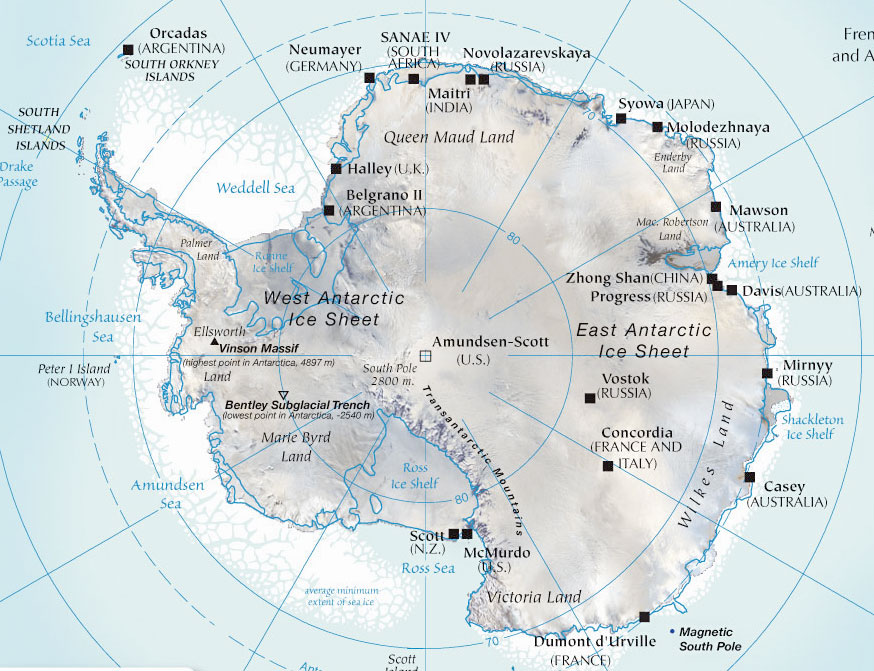 Physical Map of Antarctica