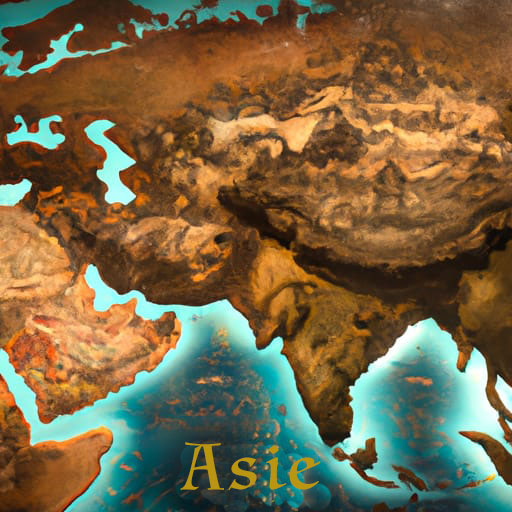 Illustration of a map of the Asia