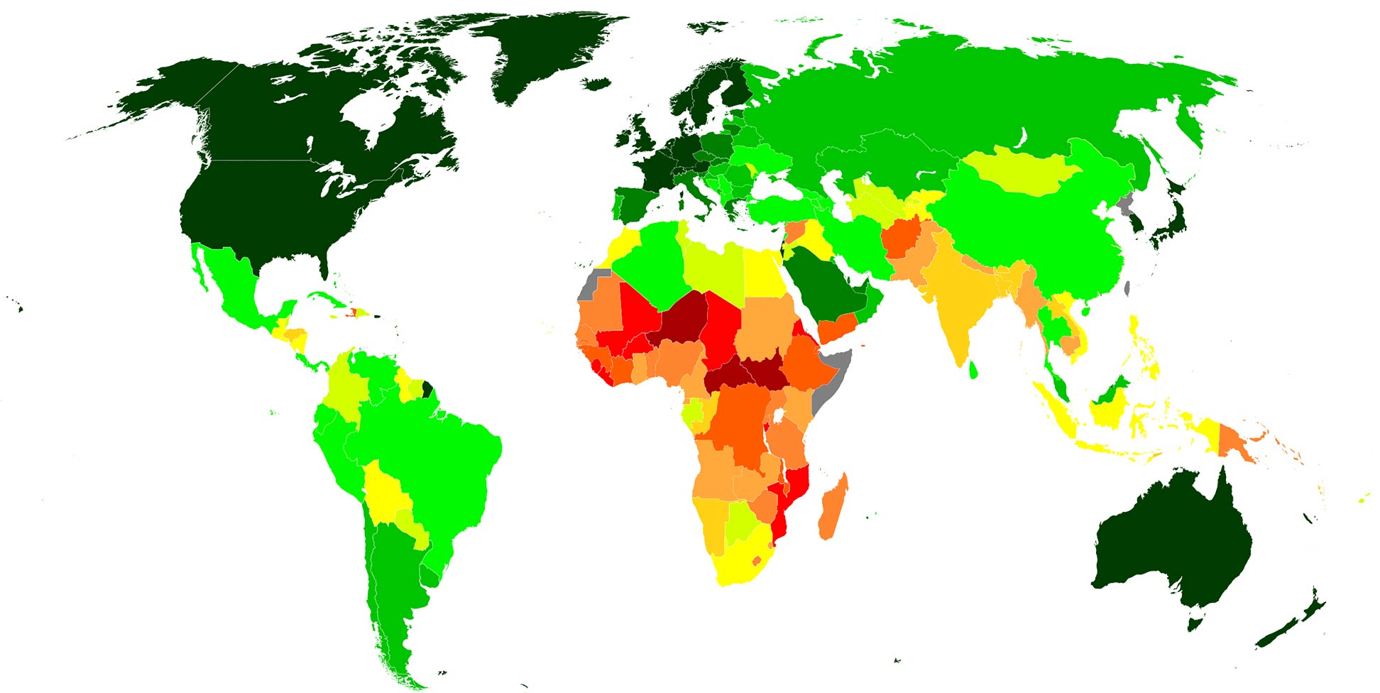 Nations Online :: World map of Human Development Index (HDI) 2018