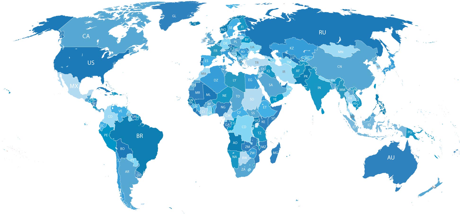 International Letter Post Country Code Chart