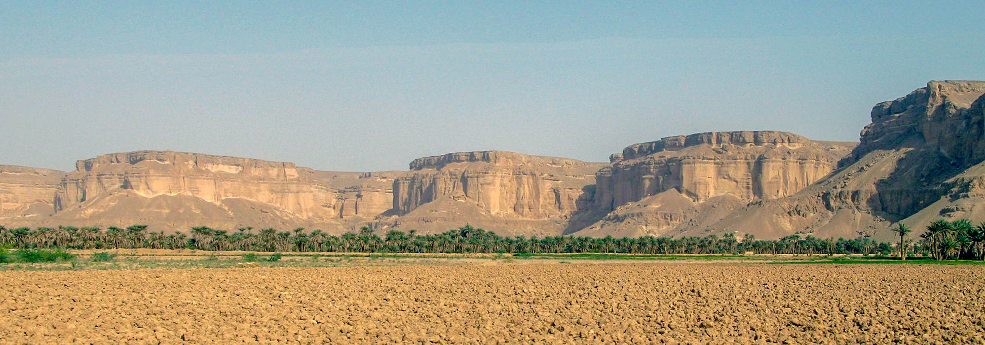 Escarpment and fertile soil in Wadi Hadhramaut