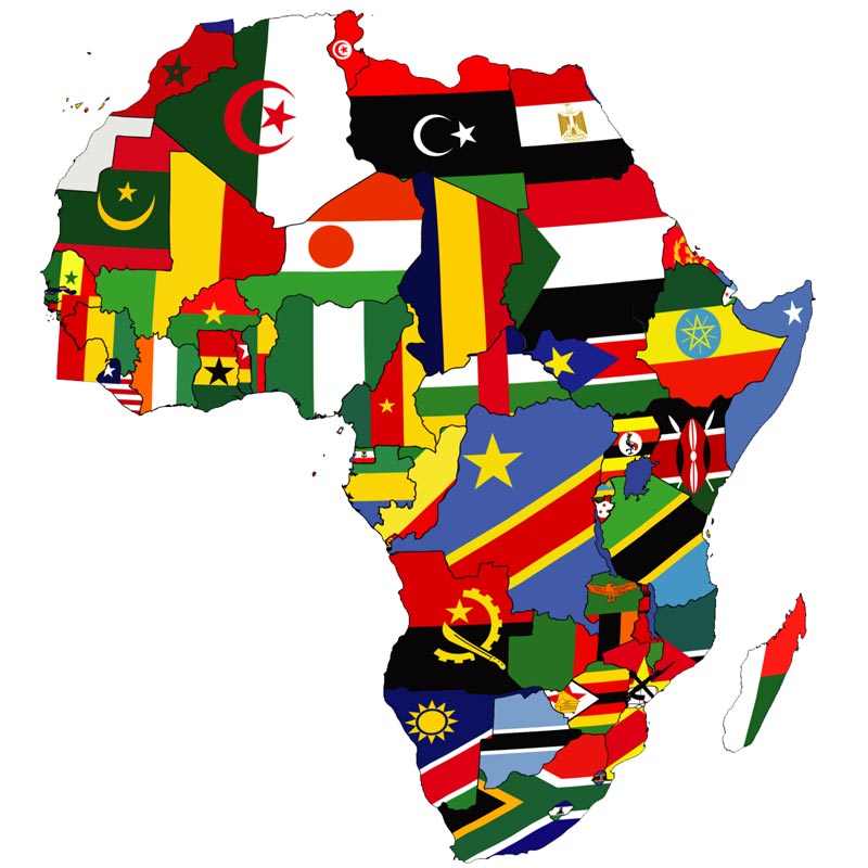 African nations represented by their flags