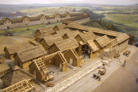 Heuneburg diorama of a prehistoric Celtic fortified settlement
