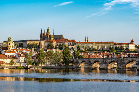 Prague Castle with Charles Bridge over the Vltava River