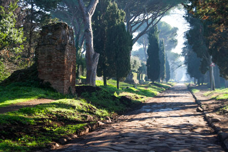 The Via Appia Antica in Rome, Italy.