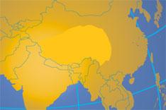 Location of Tibet in its former extension until 1949. Tibet - Xizang - China