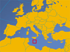 Location map of Malta. Where in the Mediterranean is Malta