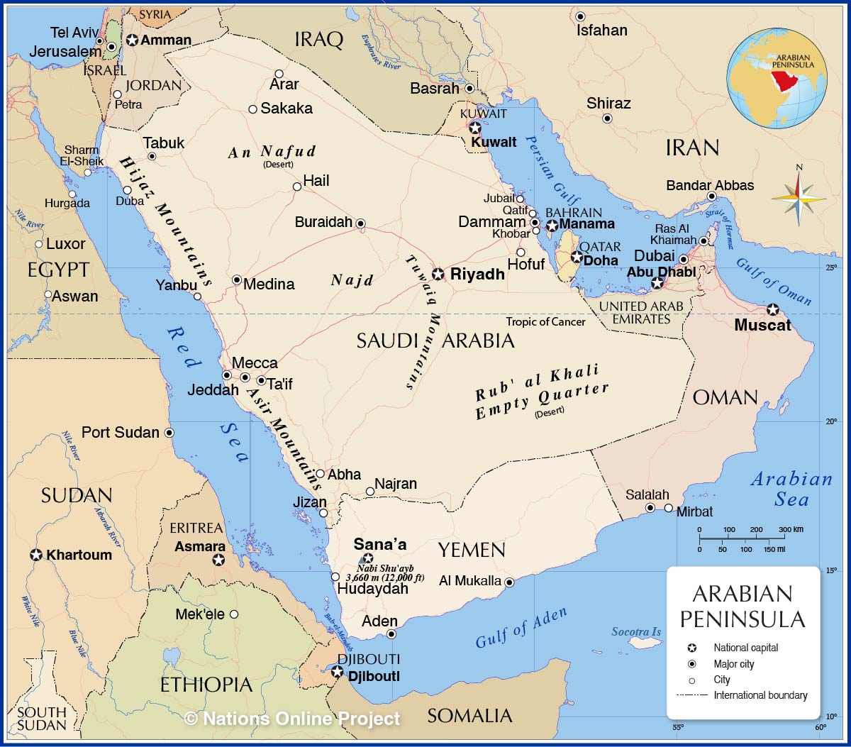 Political Map of the Arabian Peninsula - Nations Online Project