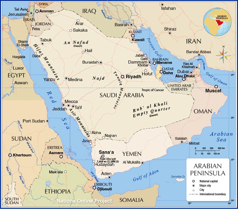 Geographical Map Of Arabian Peninsula Arabian Peninsula Map S
