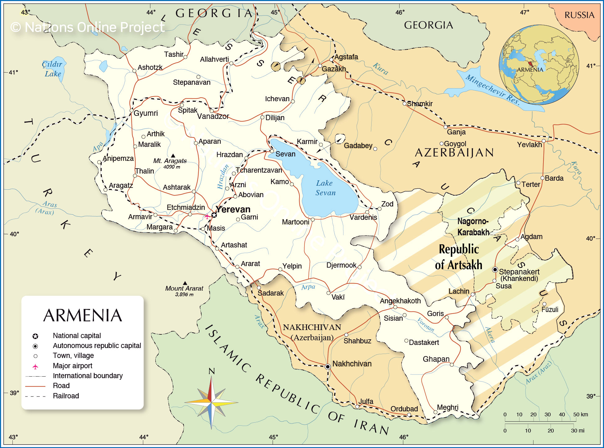 Large detailed tourist map of Armenia, Armenia, Asia, Mapsland