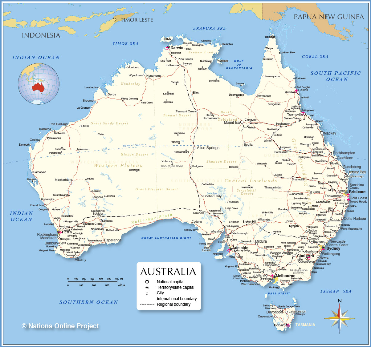 Map of the Australien Continent