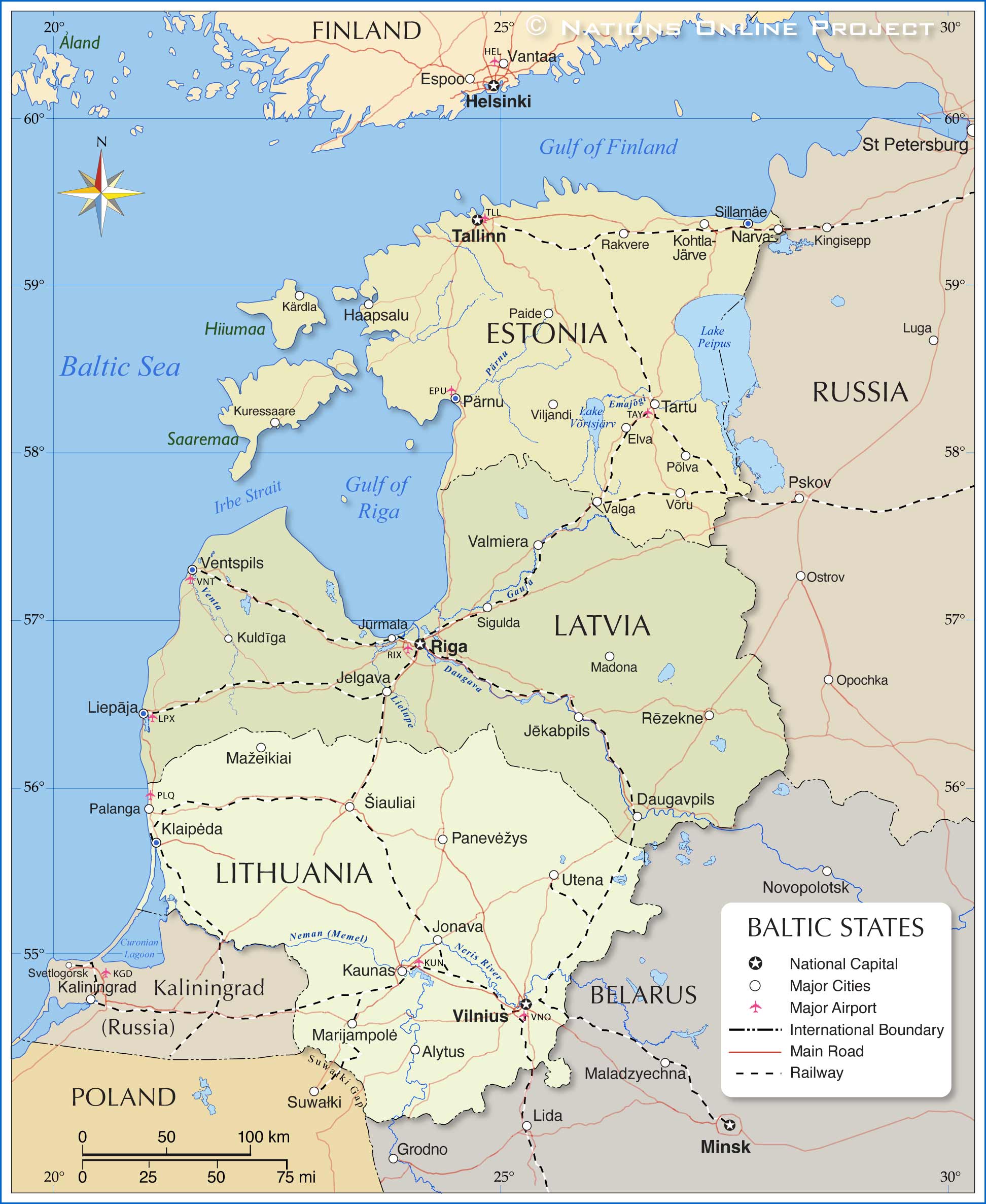 Map of the Baltic Countries