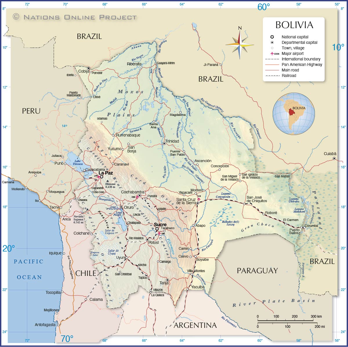 Political Map Of Bolivia Nations Online Project Bolivia Political Map M 