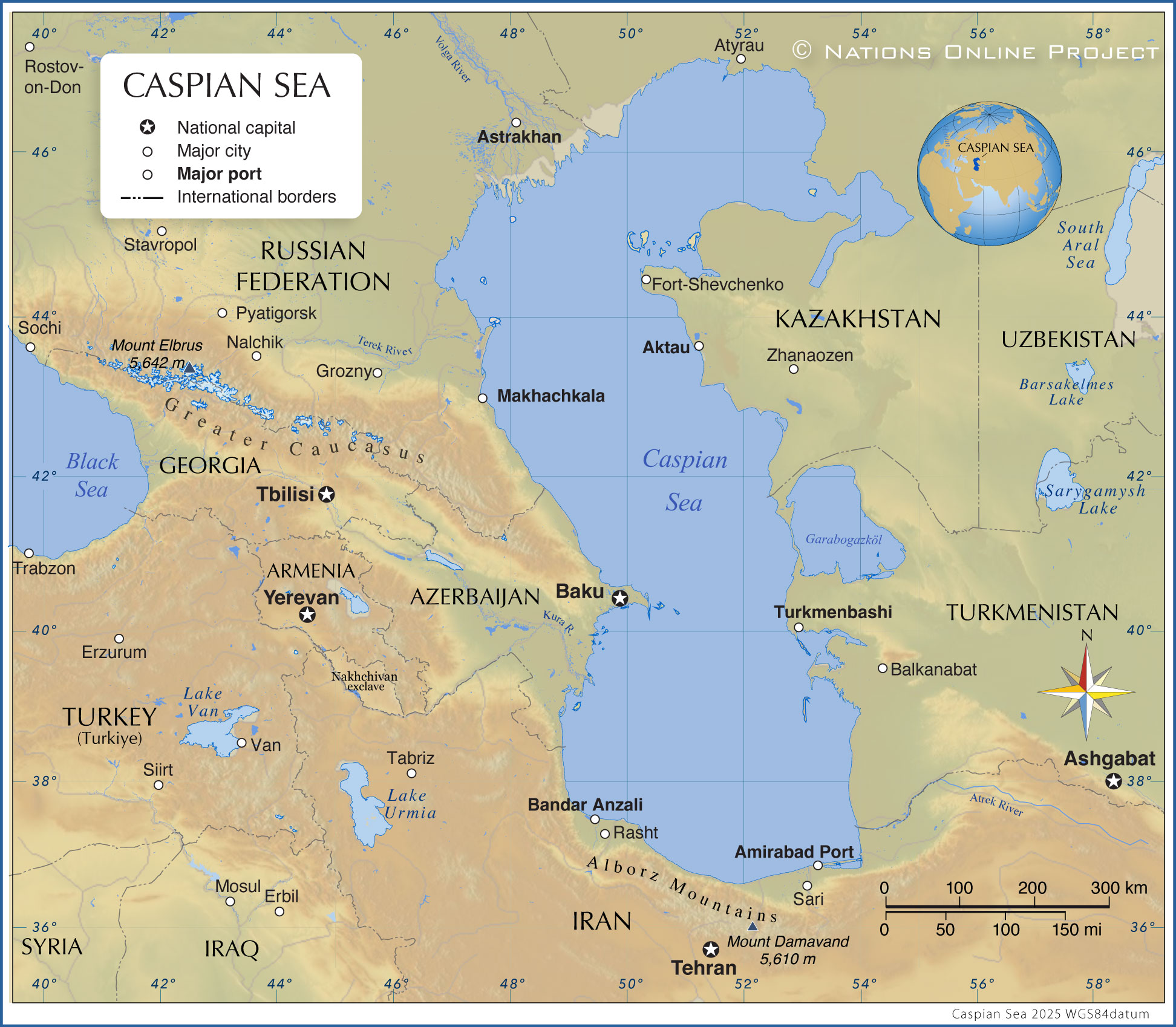 caspian sea world map Map Of The Caspian Sea Nations Online Project caspian sea world map