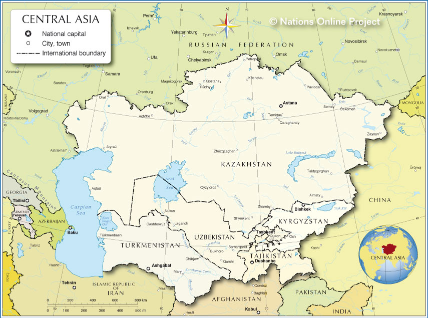 map of central asia Small Map Of Central Asia Nations Online Project