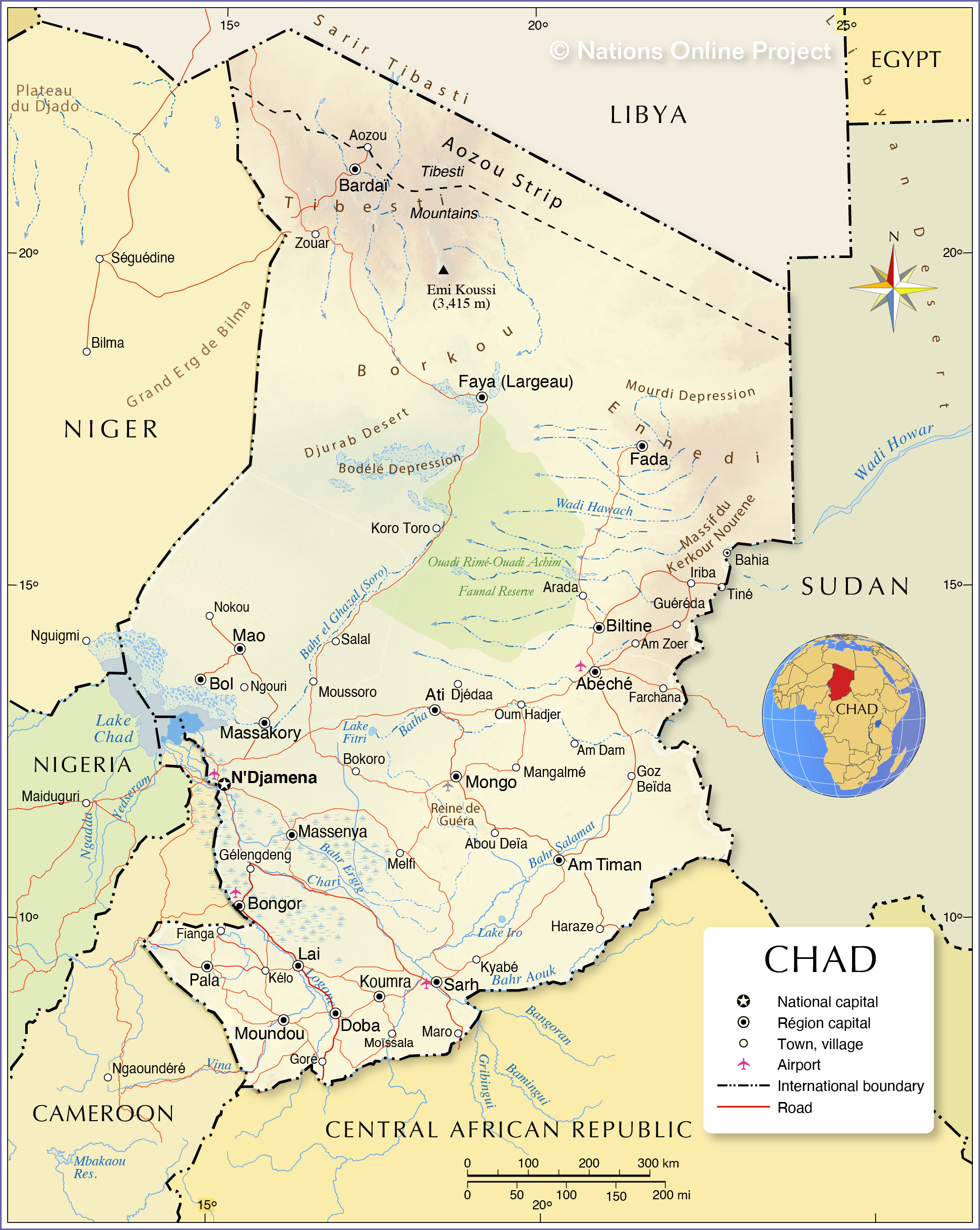 Political Map Of Chad - Elysee Millicent