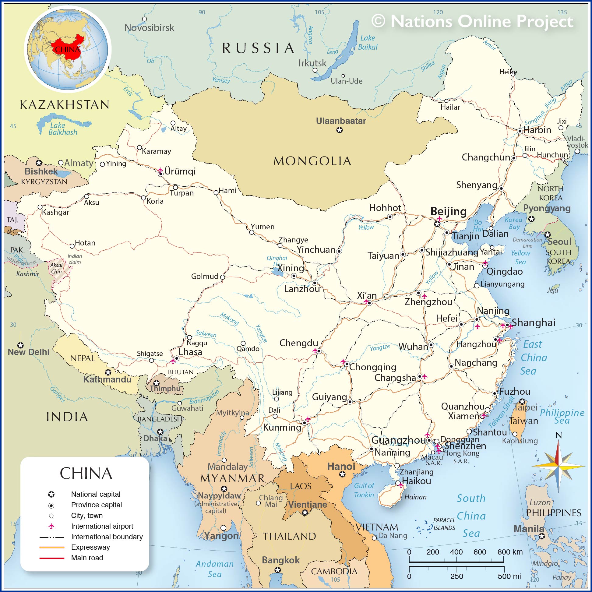 Political Map Of China Nations Online Project
