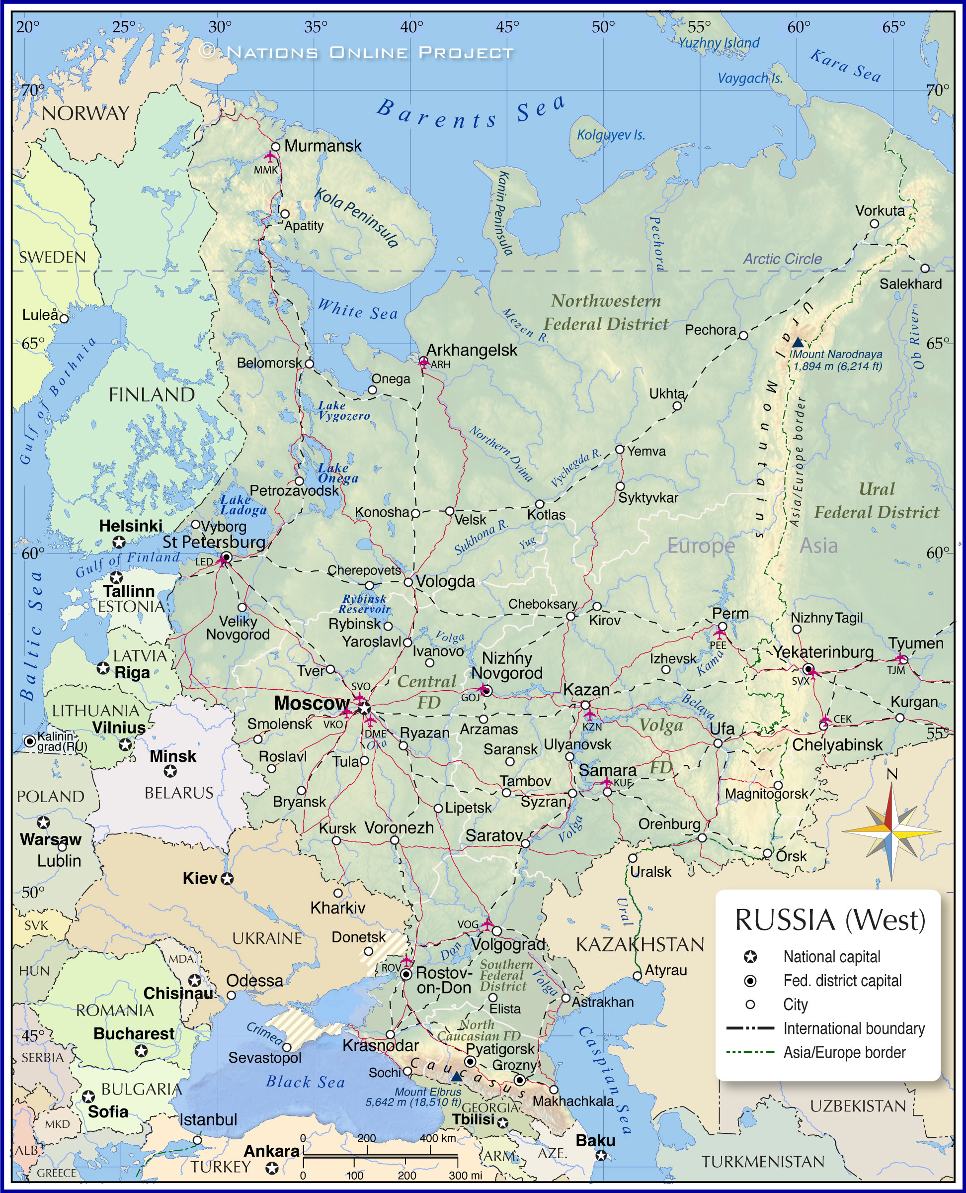 Map Of European Russia - Nations Online Project