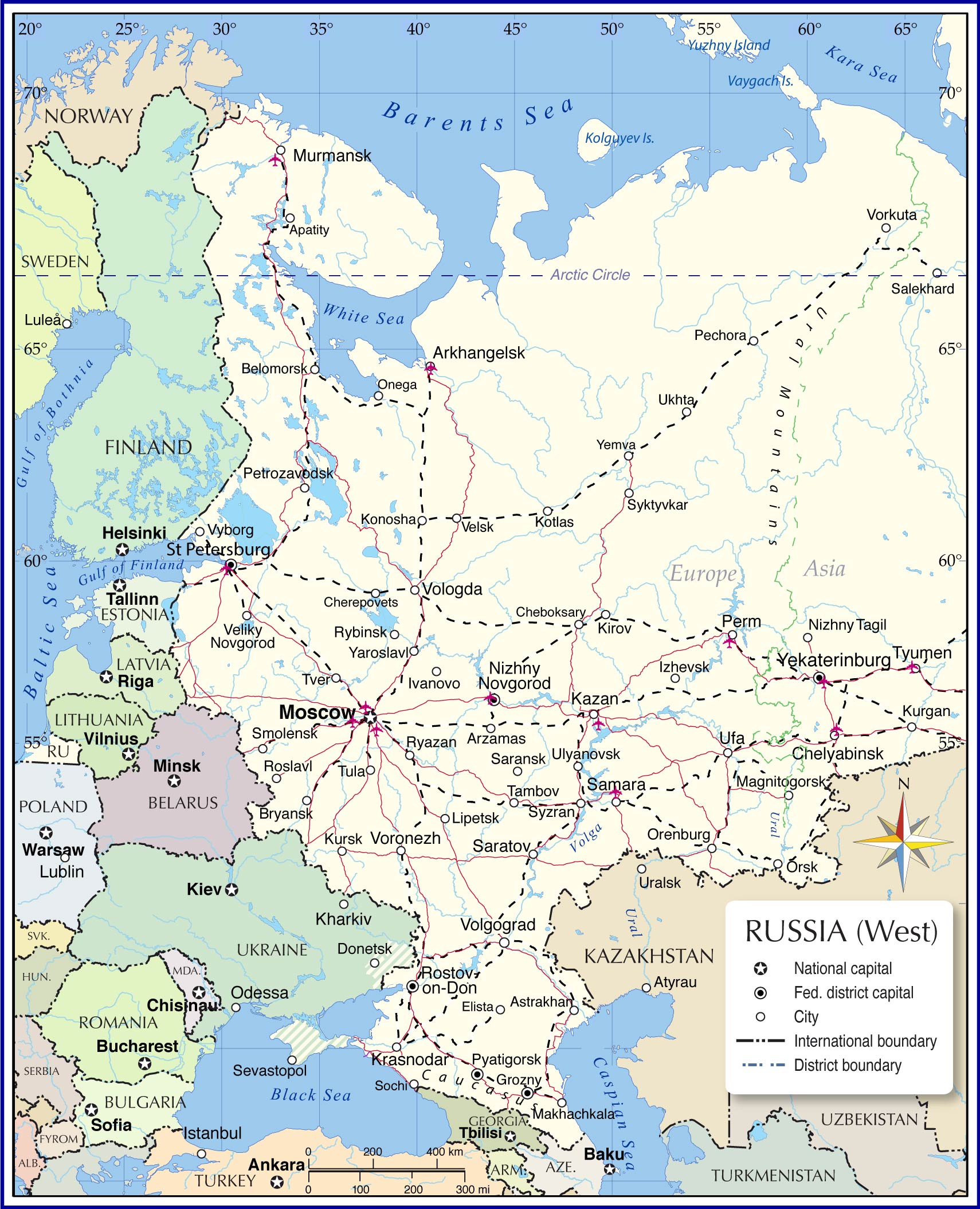 Map Of Russia And Eastern Europe Map of European Russia   Nations Online Project