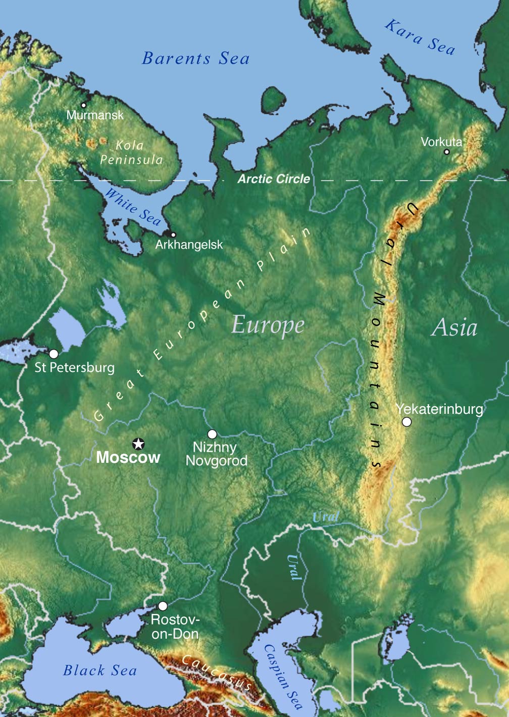 ural river map russia