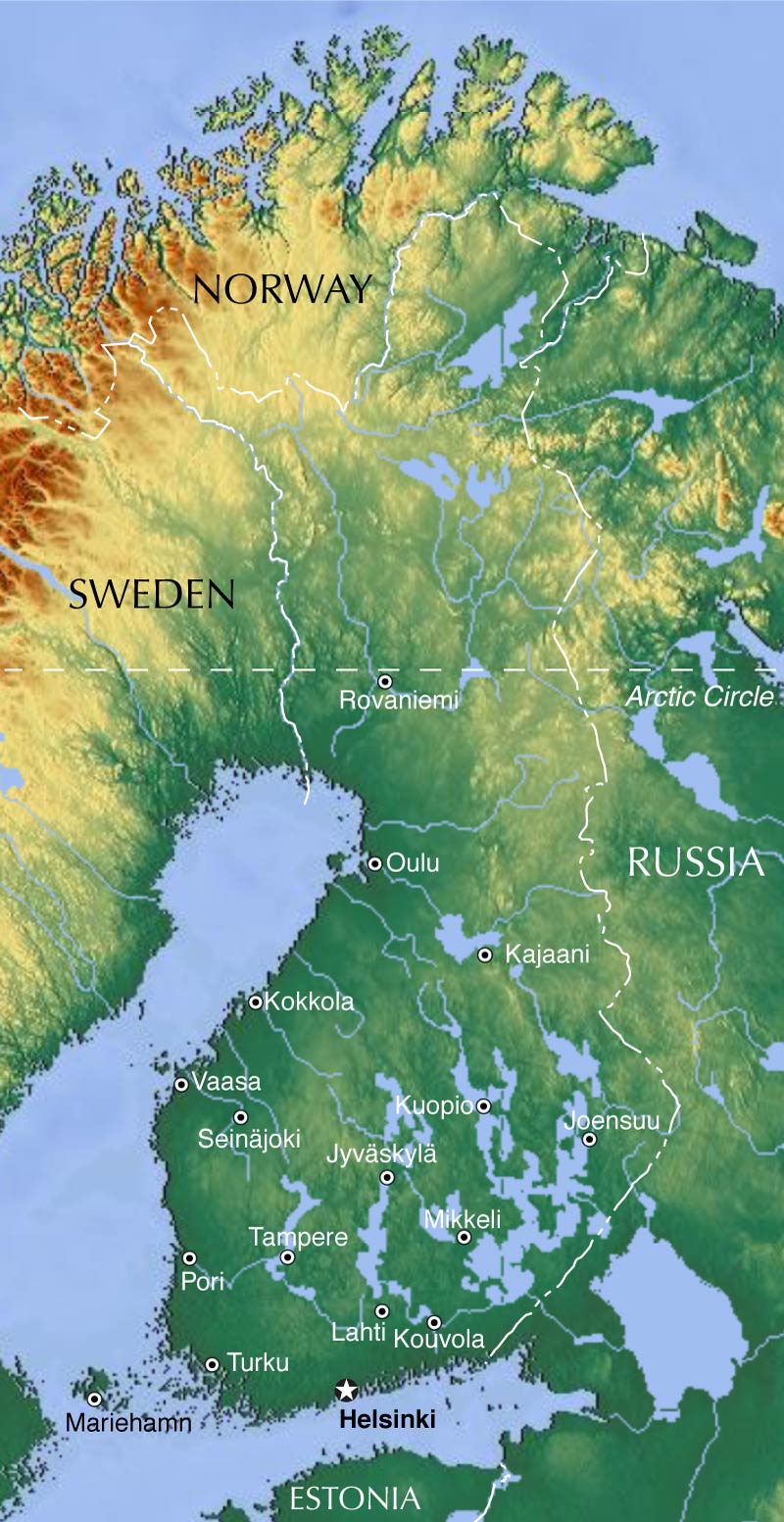 Topographic map of Finland