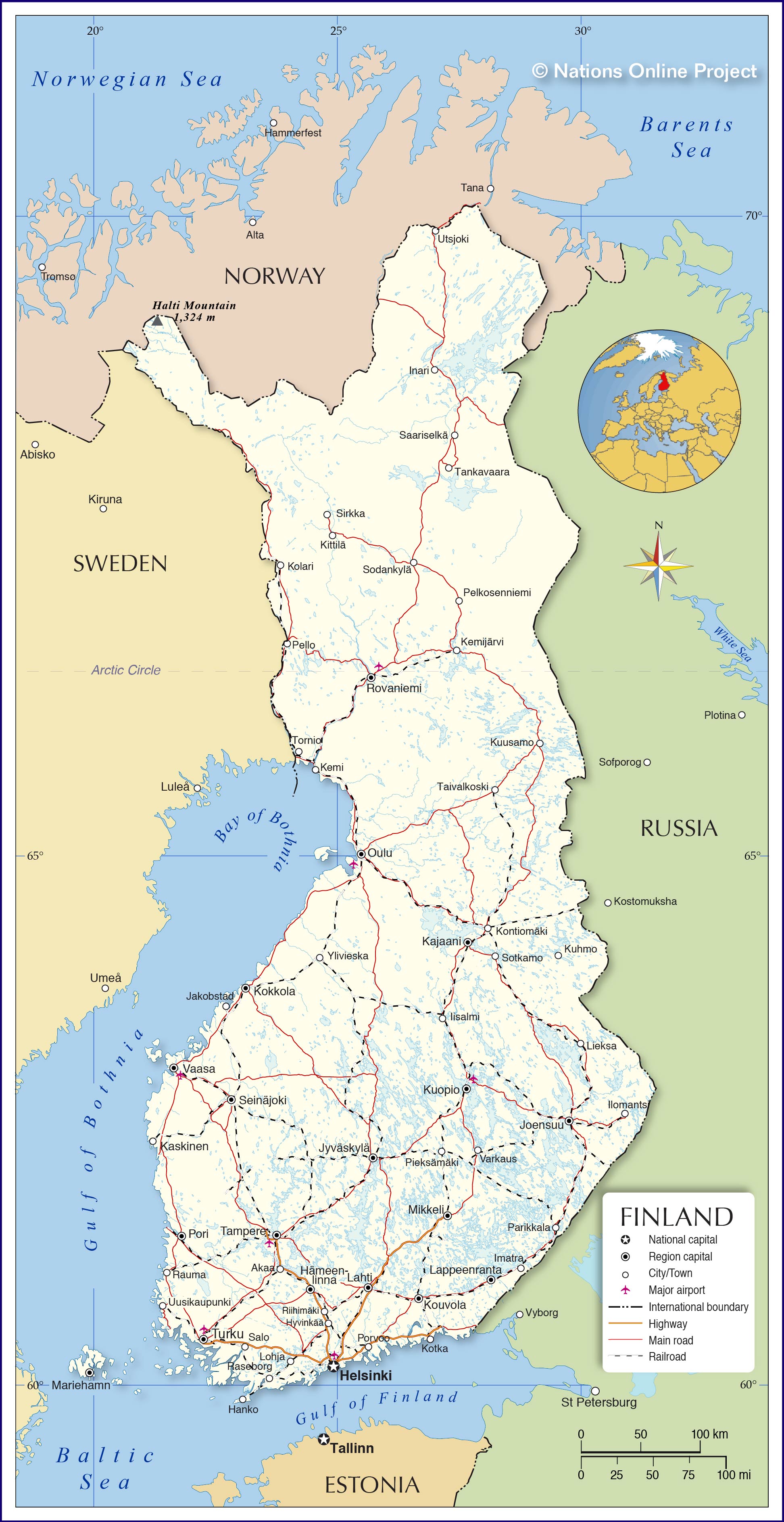 Political Map Of Finland Nations Online Project