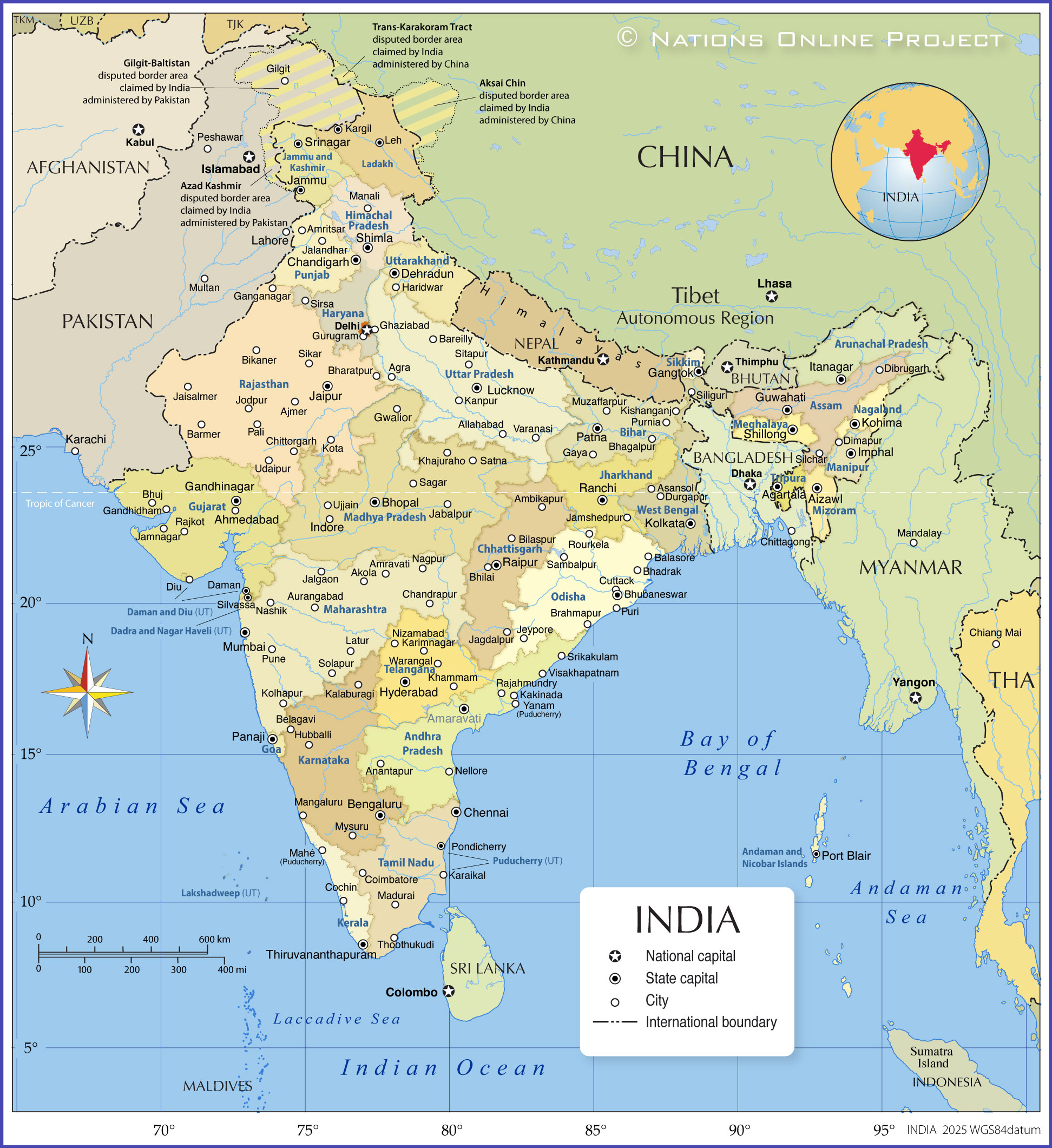 Political Map Of India With States Nations Online Project