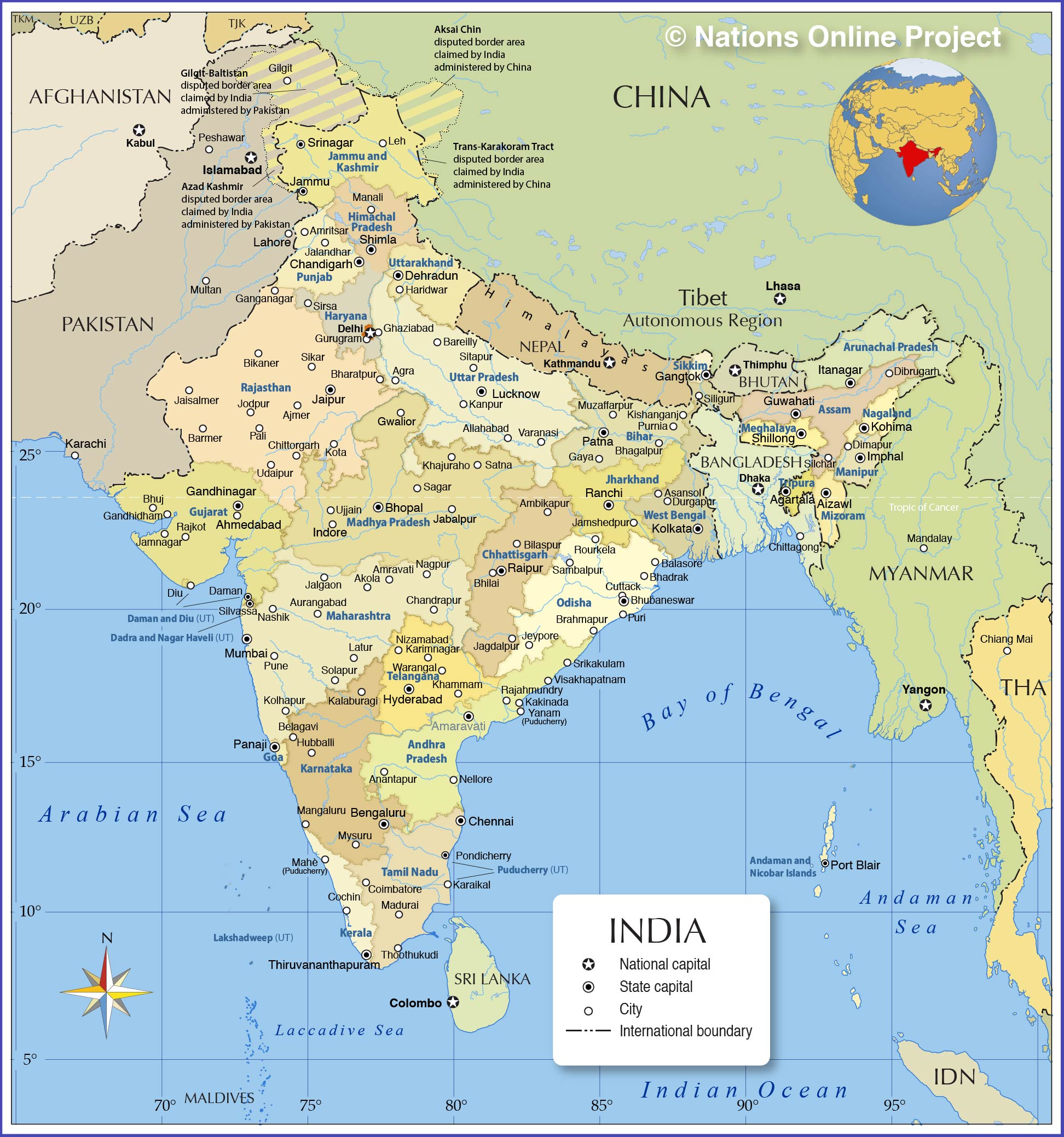 States And Cities Of India Map