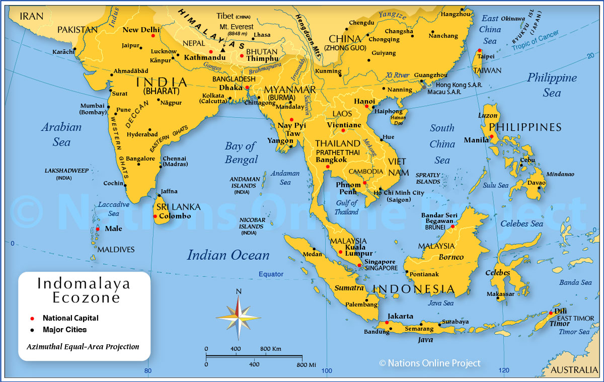 Map of the Indomalaya Ecozone