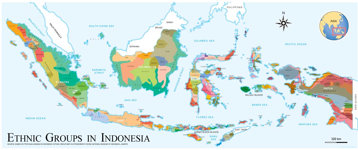 Map of ethnic groups native to Indonesia