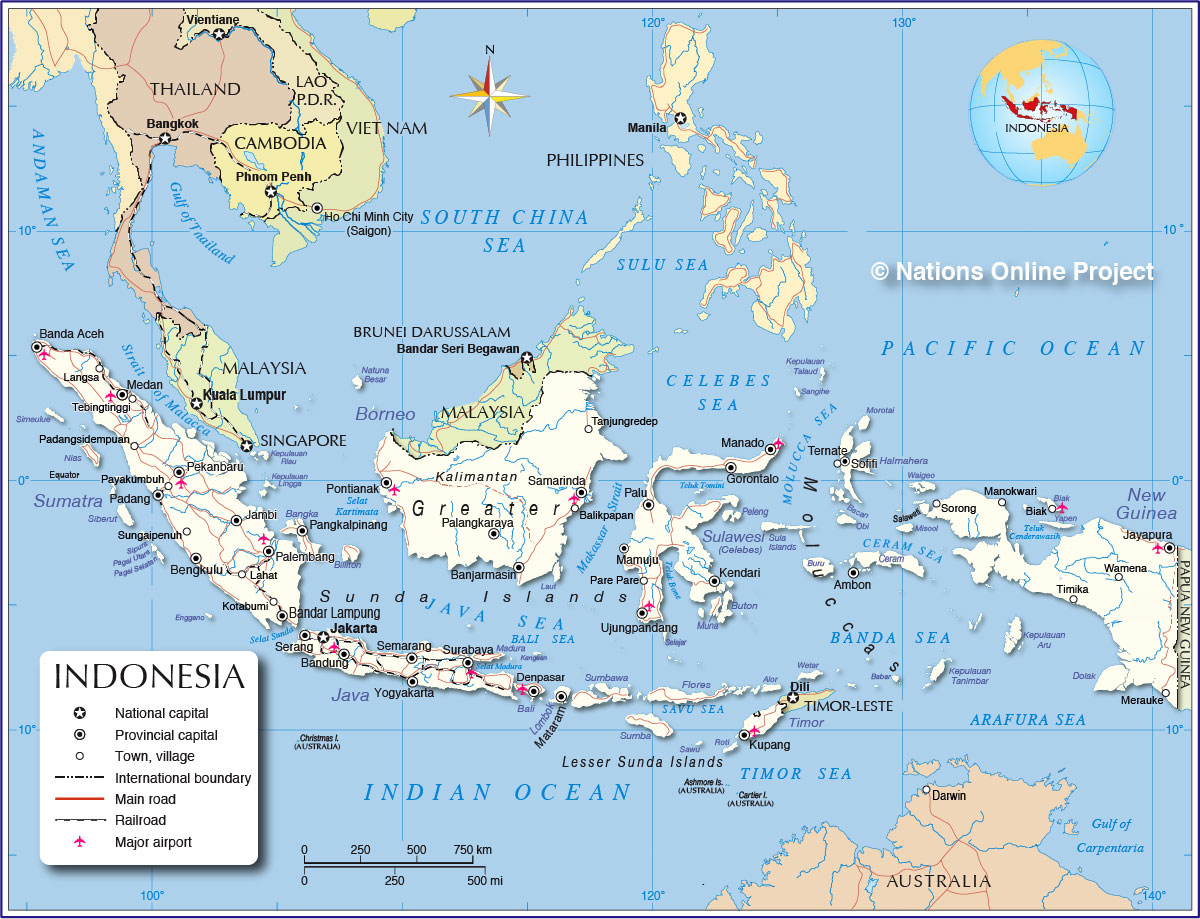 Map of Indonesia and the Indonesian archipelago