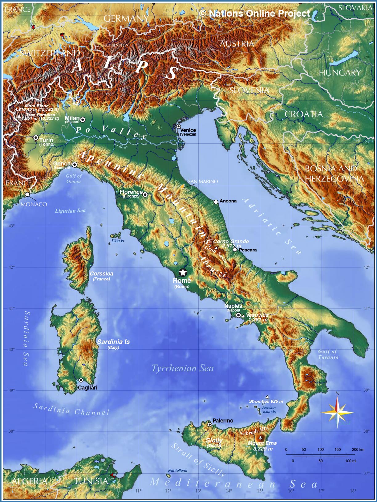 Political Map Of Italy Nations Online Project