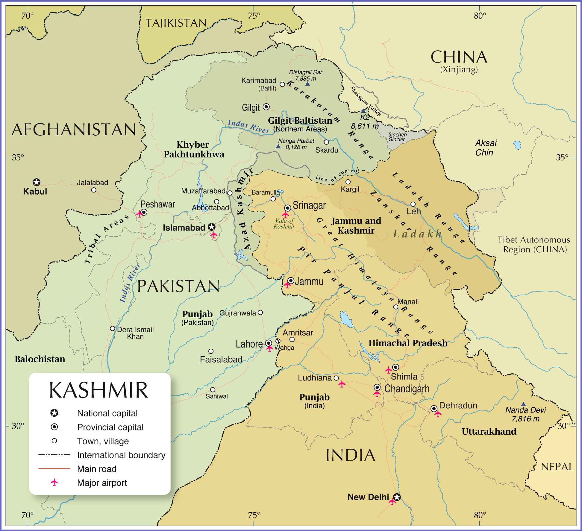 Political Map  of Kashmir  Nations Online Project