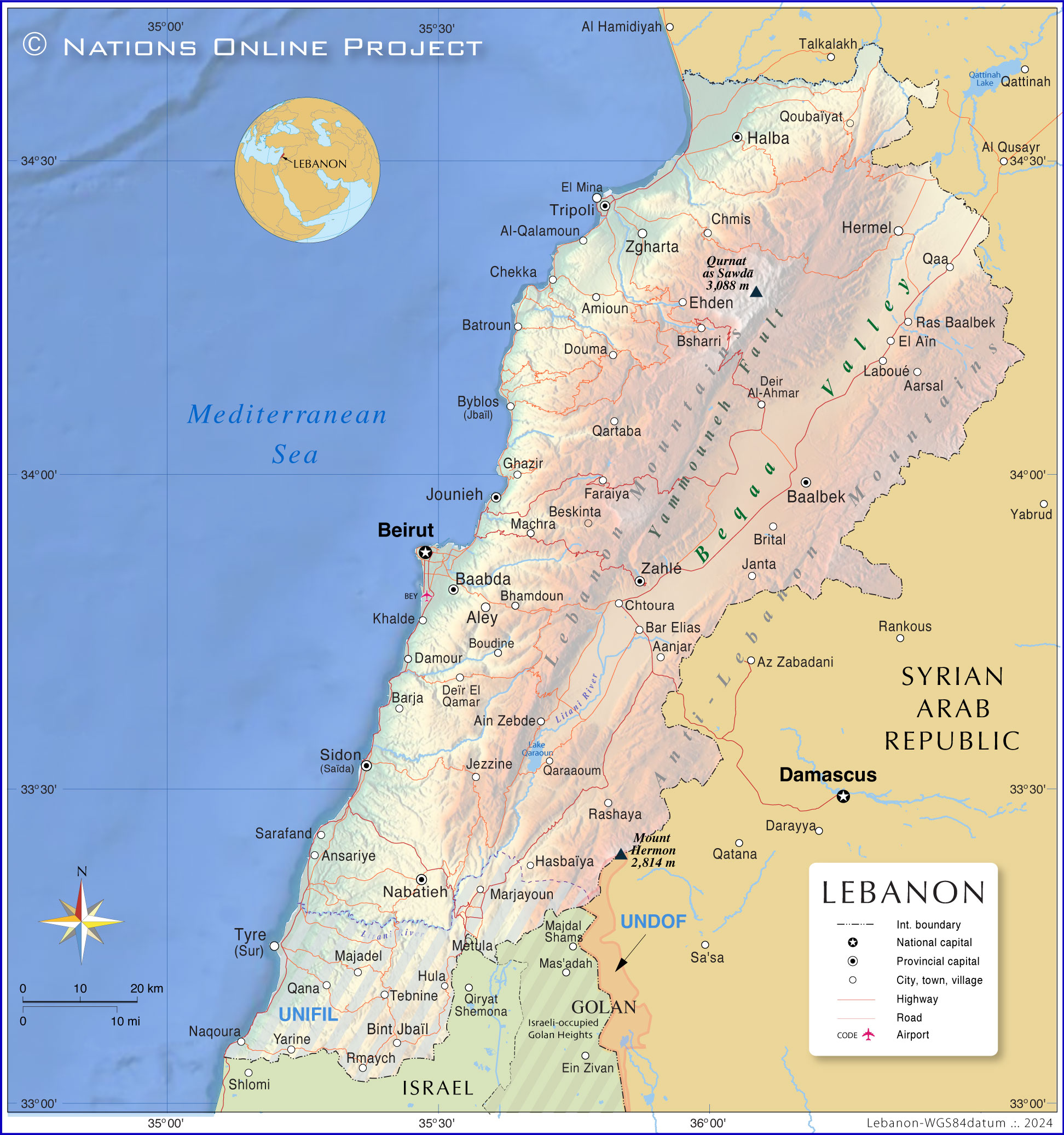 Map of Lebanon