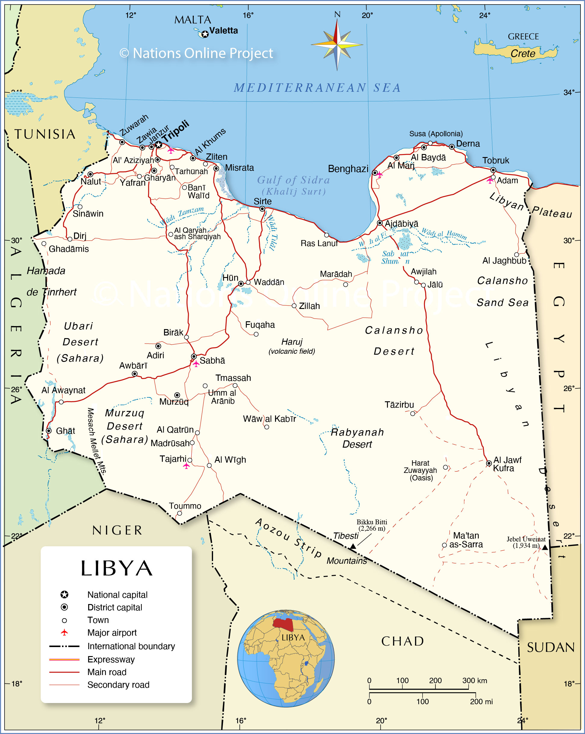 Political Map Of Libya Nations Online Project