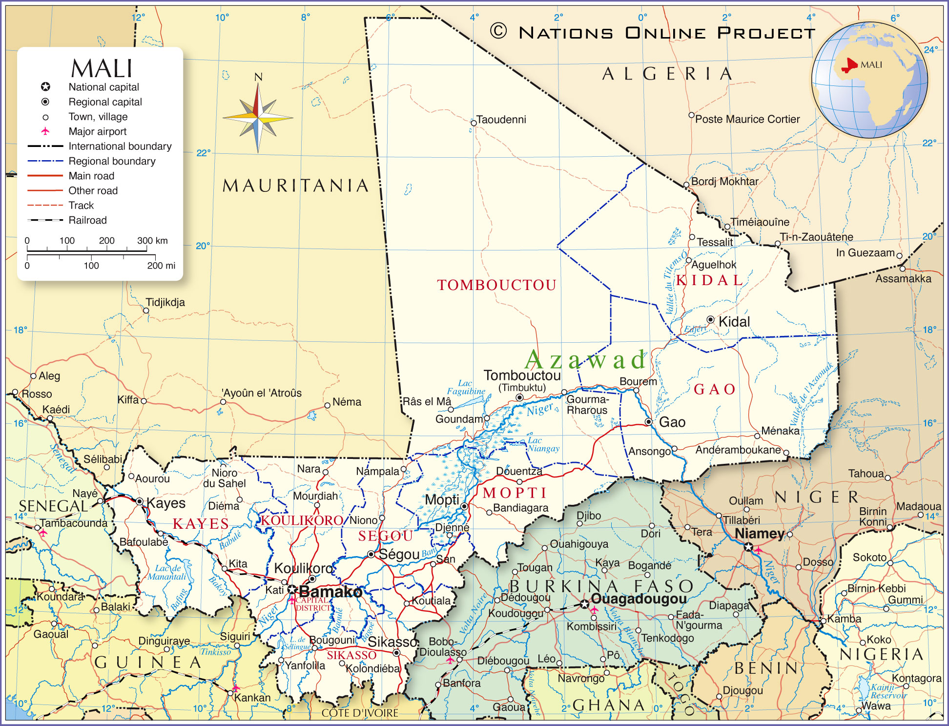 Political Map Of Mali Nations Online Project Mali Map 1.8