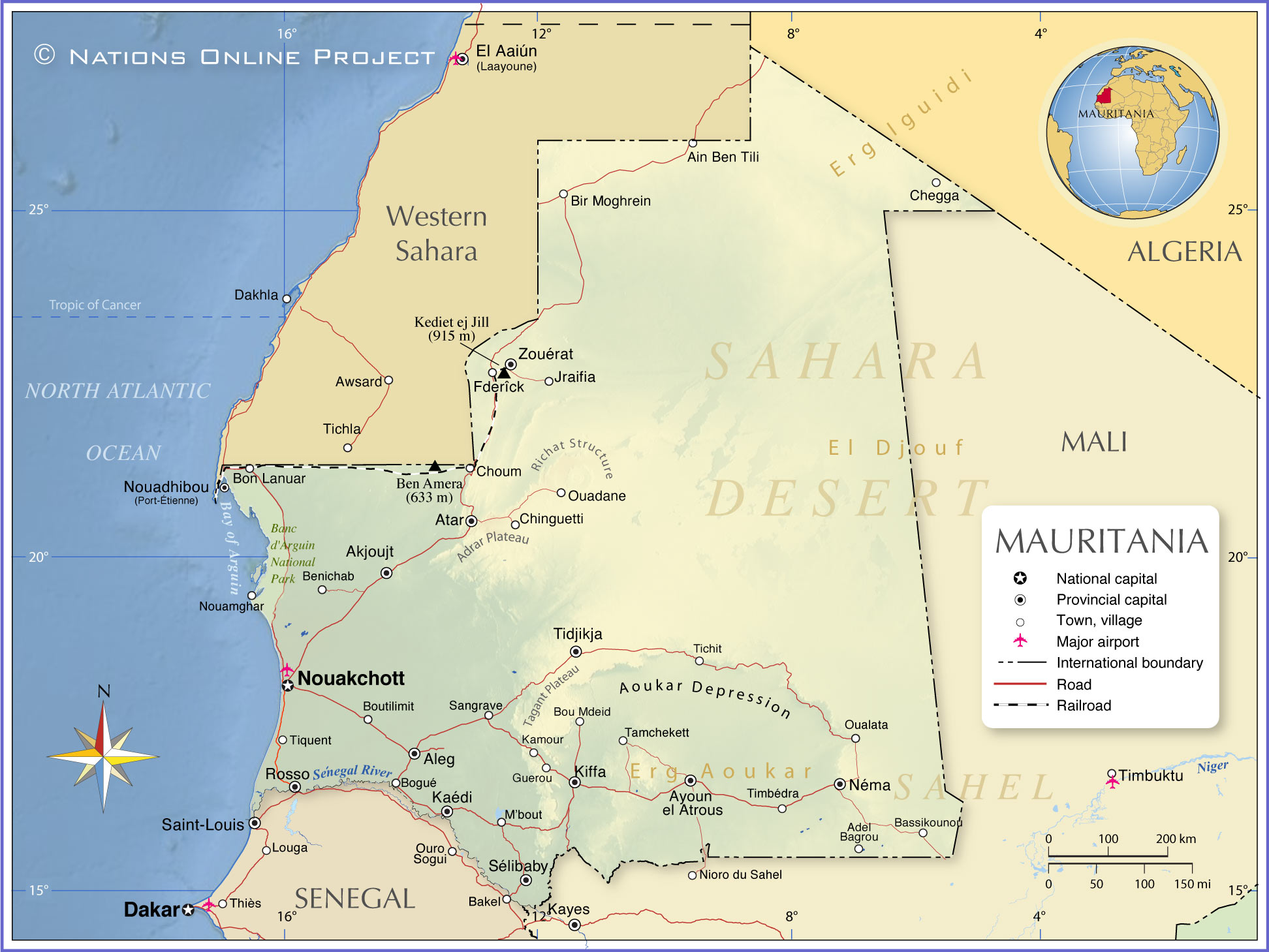 Political Map of Mauritania