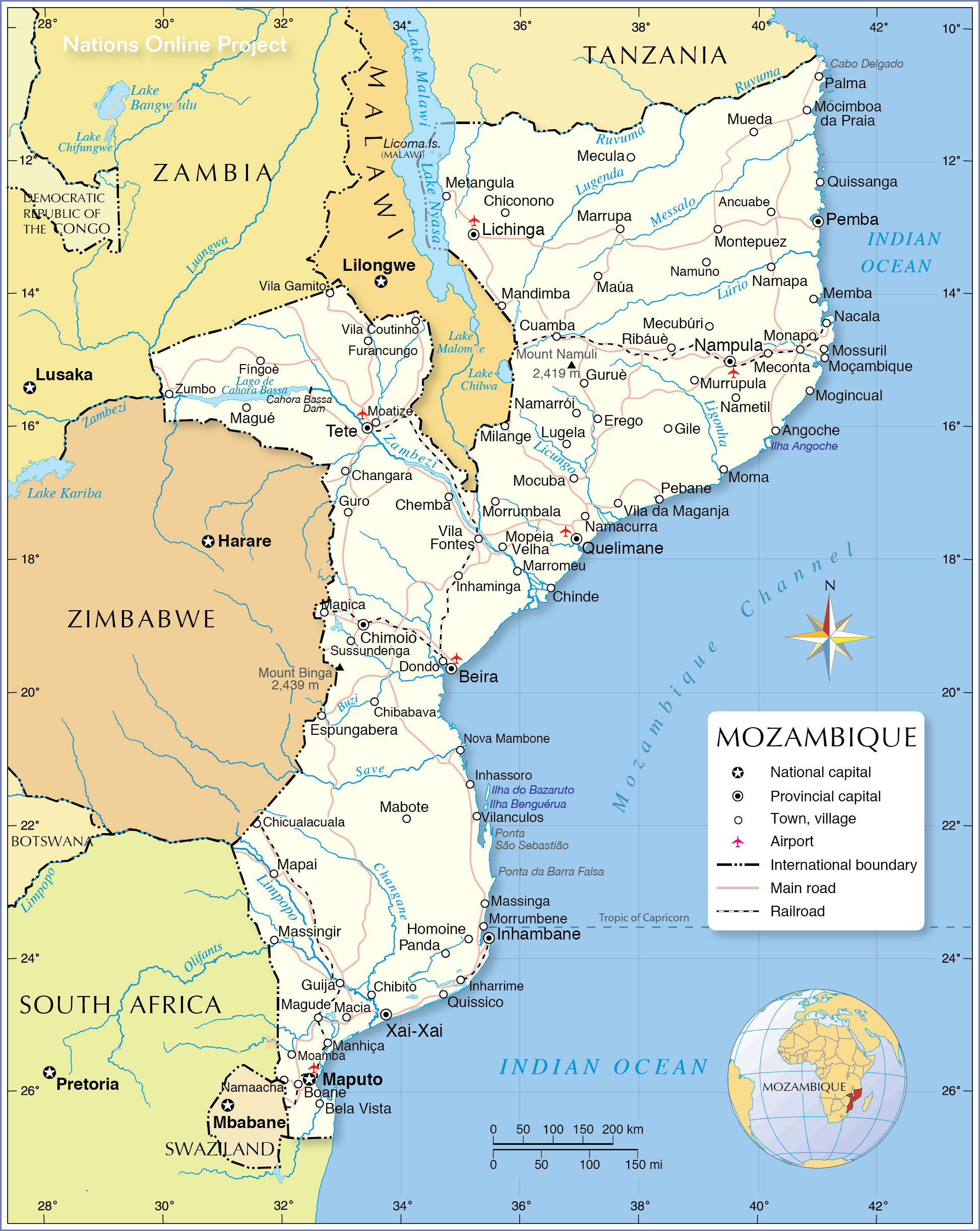 Political Map Of Mozambique Nations Online Project Political Map Of Mozambique Nations Online Project
