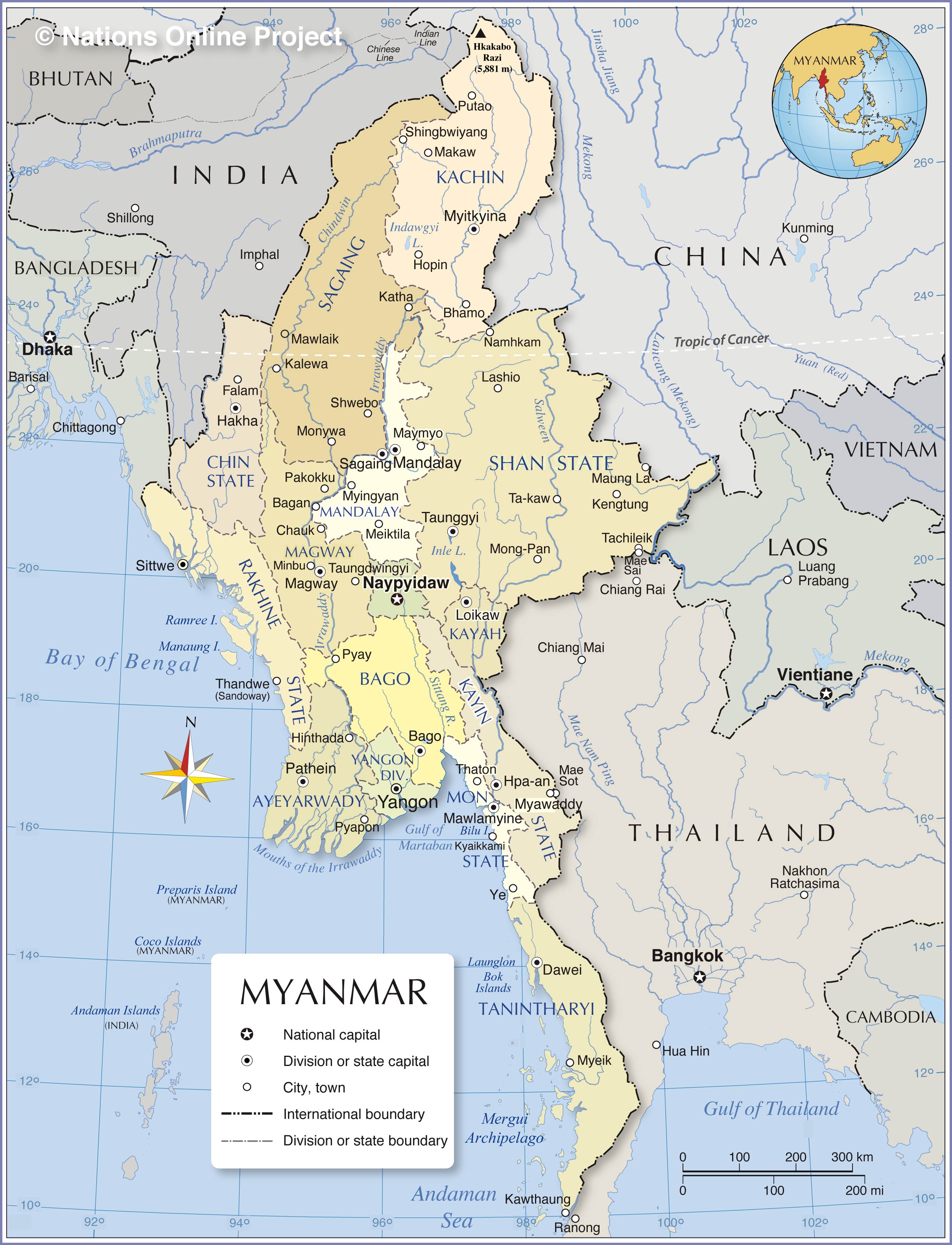 Myanmar Mapa Con Los Estados Mapa De Myanmar Y Los Estados Sur Este Images