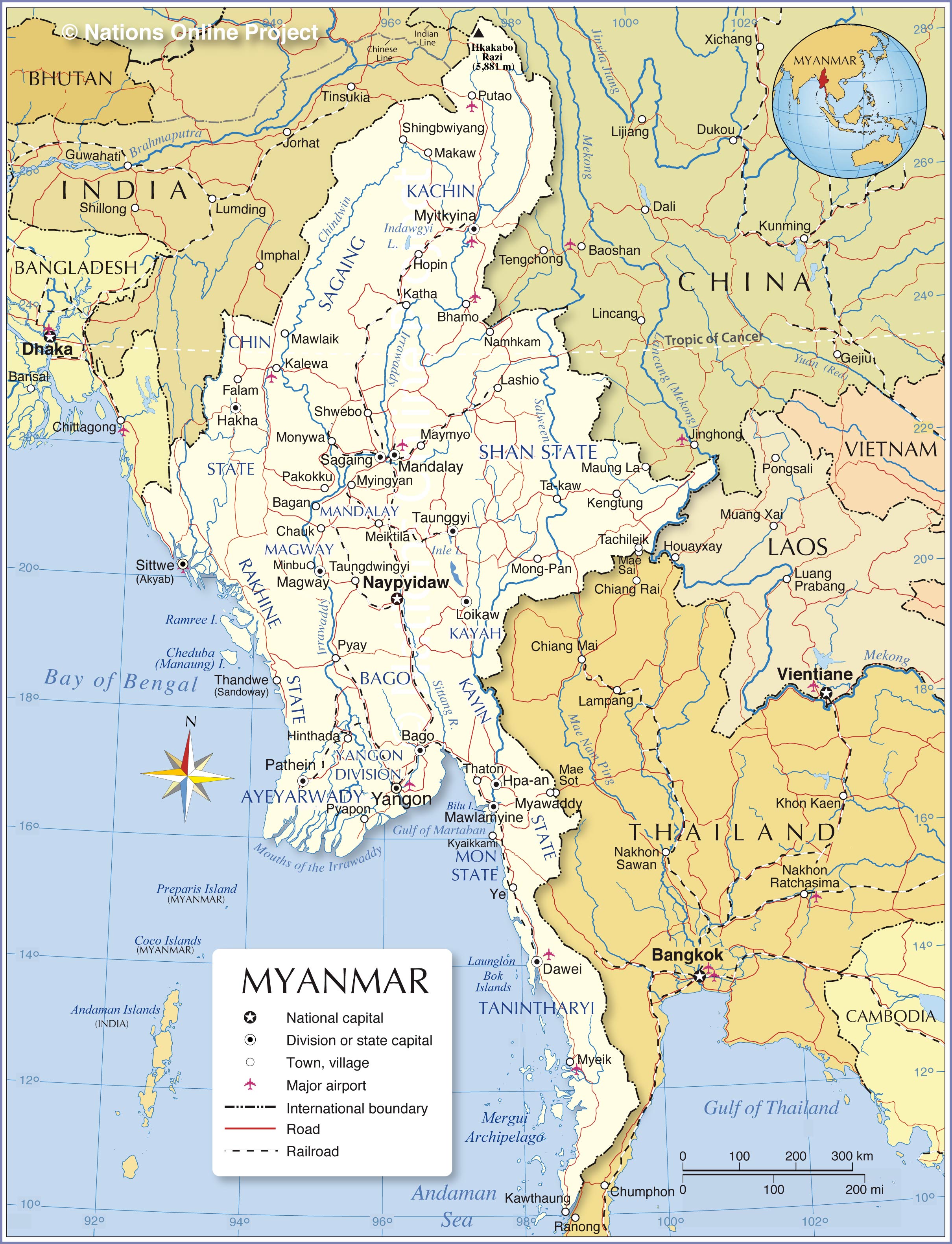 Detailed Political Map Of Myanmar Ezilon Maps Tourist Map Island Images ...
