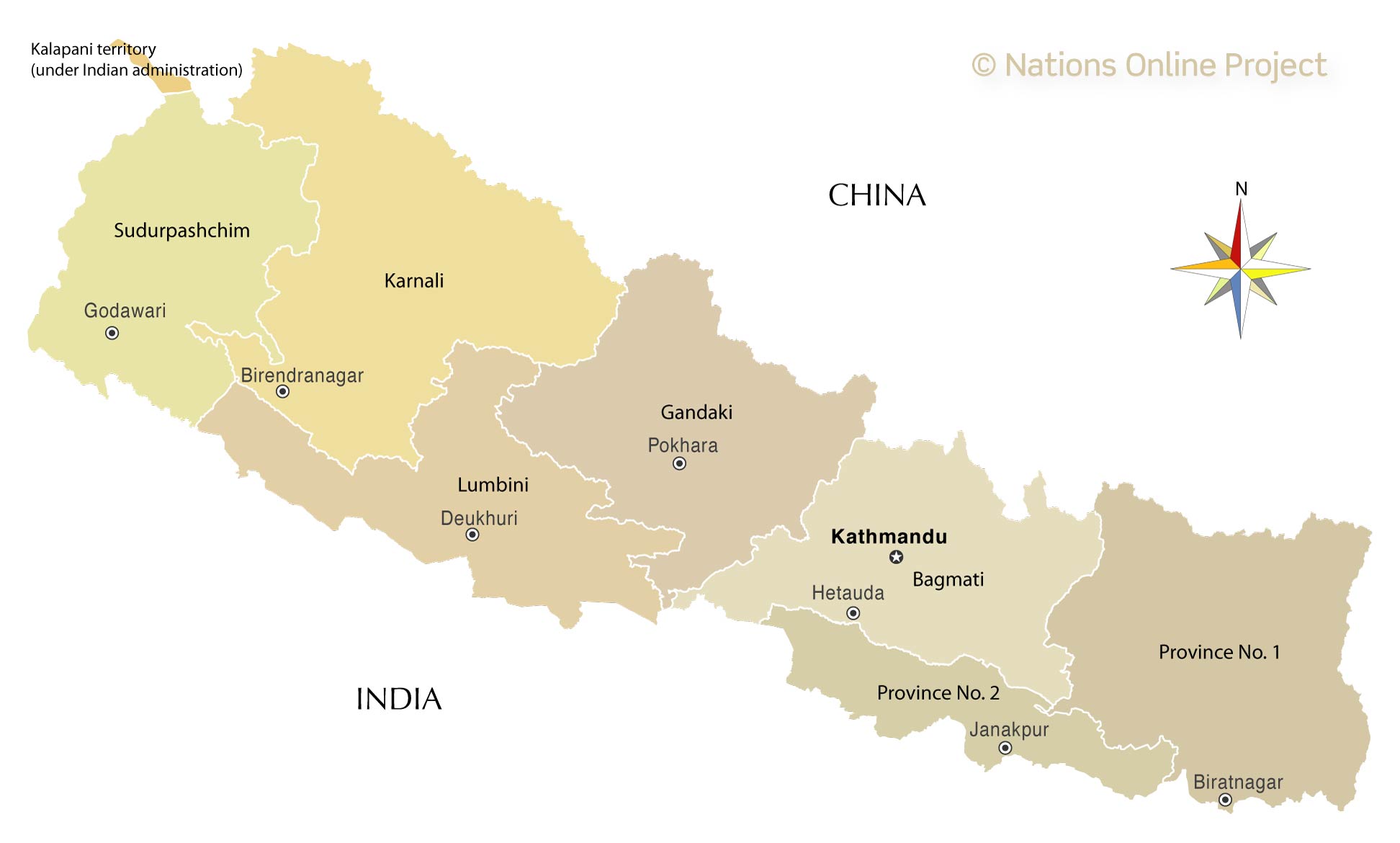 Administrative Map Of Nepal Nations Online Project