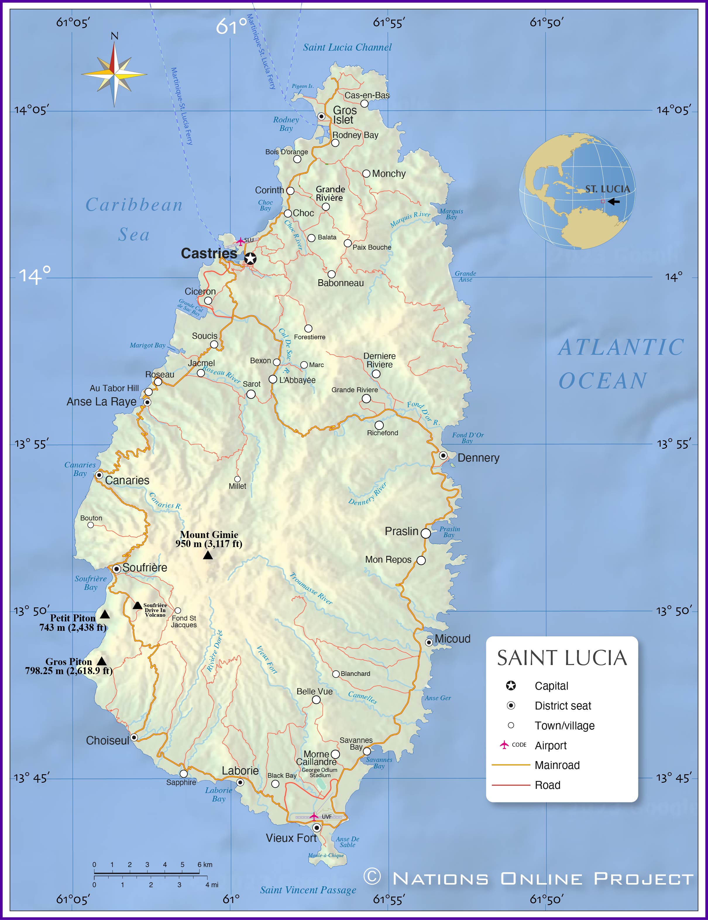 Political Map of Saint Lucia Nations Online Project