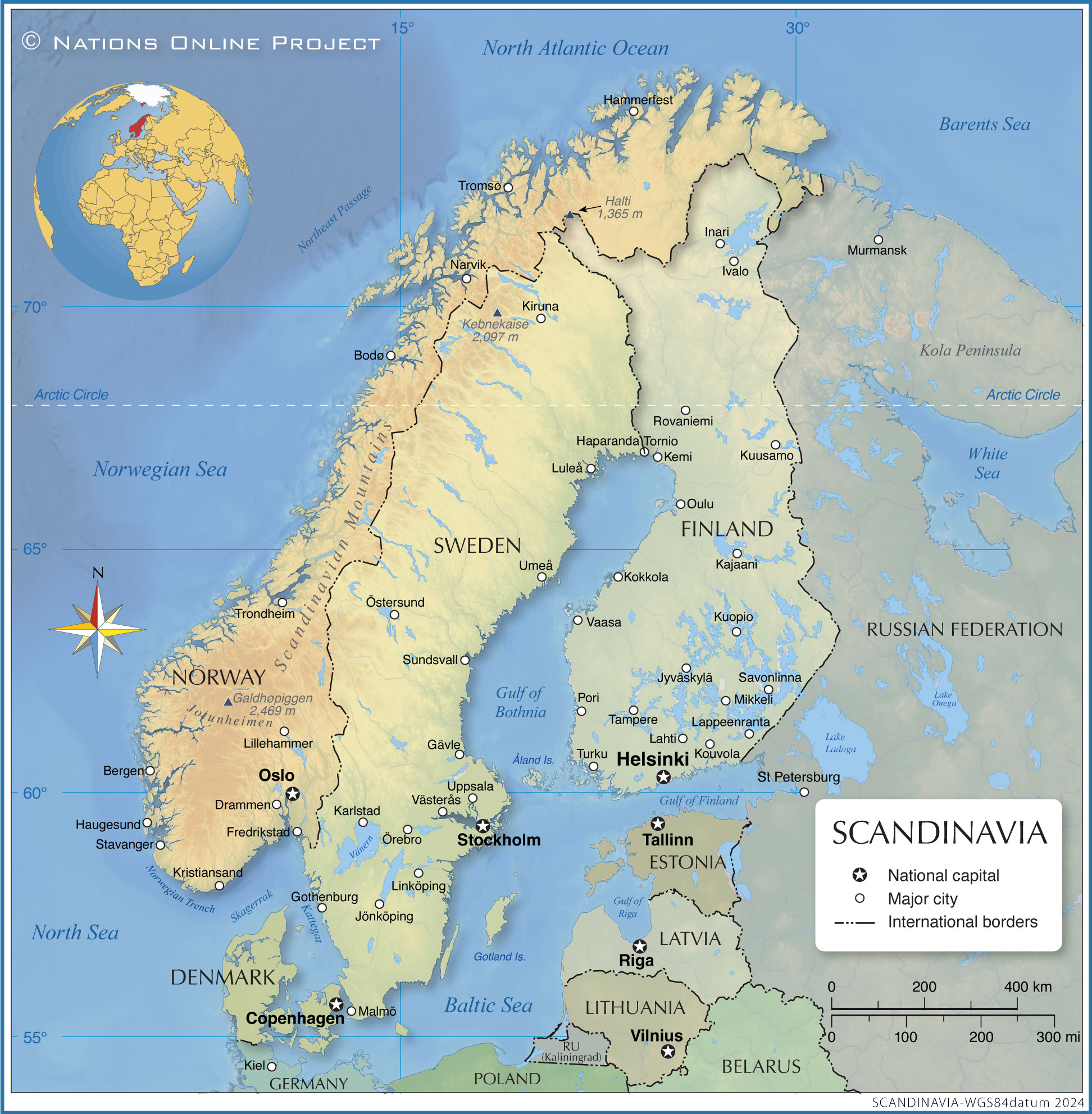 Scandinavia and Fennoscandia Map, Northern Europe