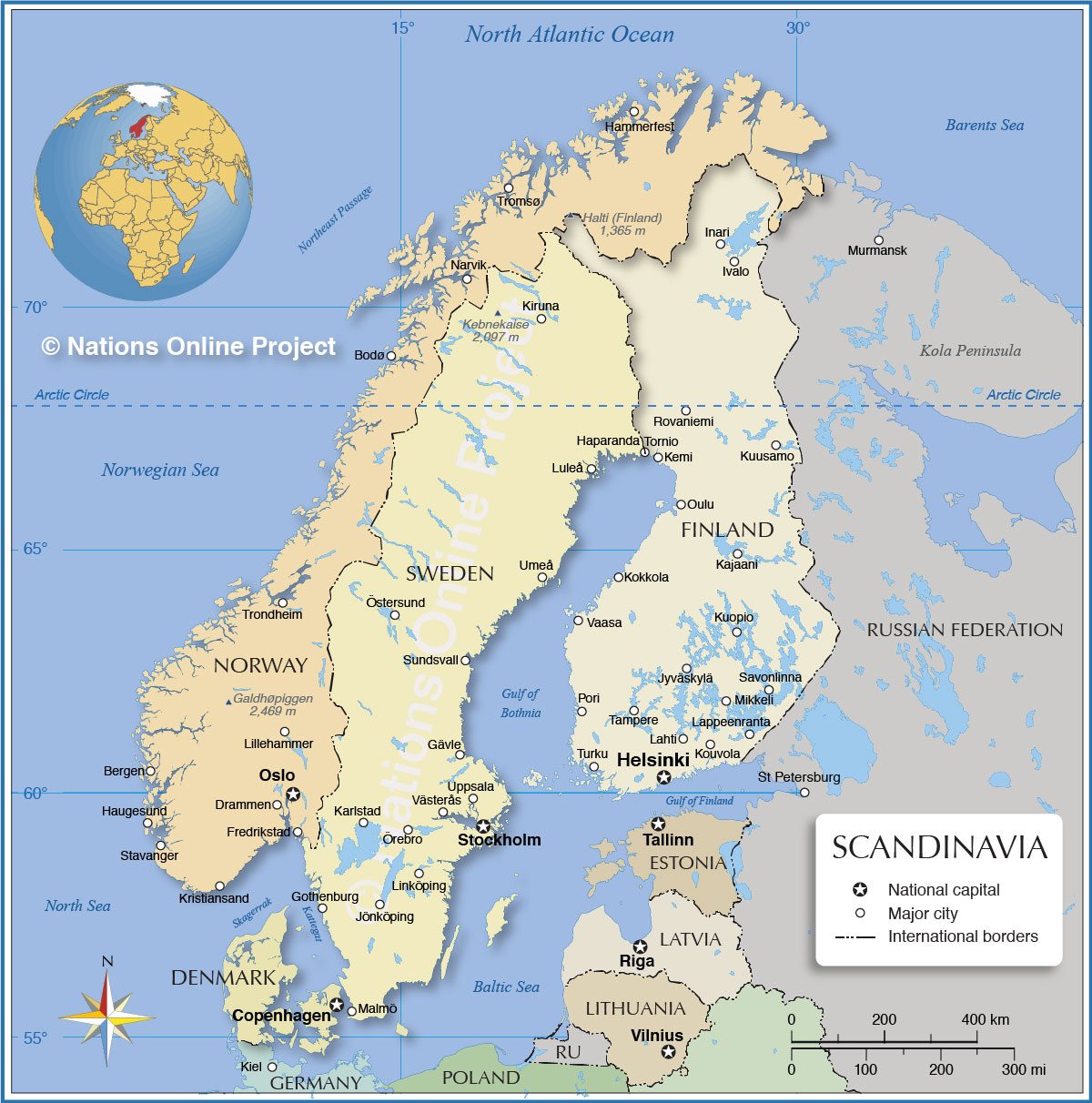 Political Map of Scandinavia - Nations Online Project