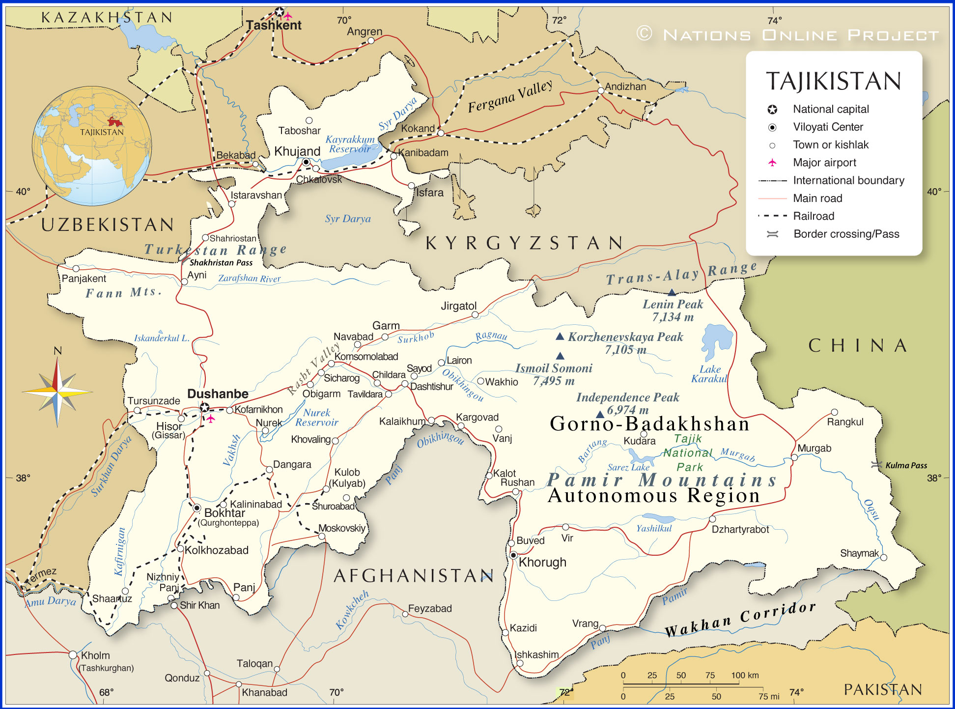 Political Map of Tajikistan