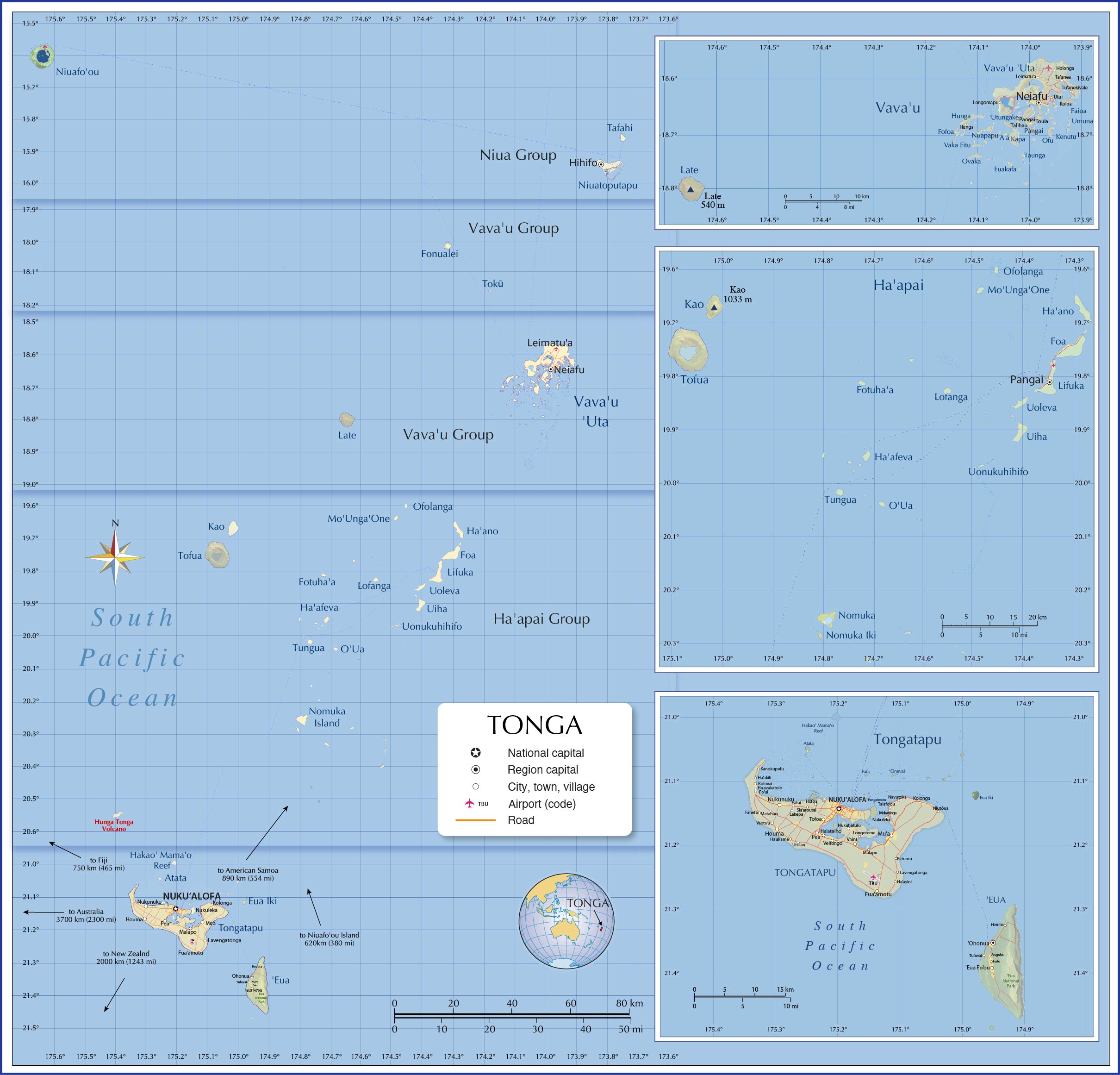 Detailed Map of Tonga - Nations Online Project