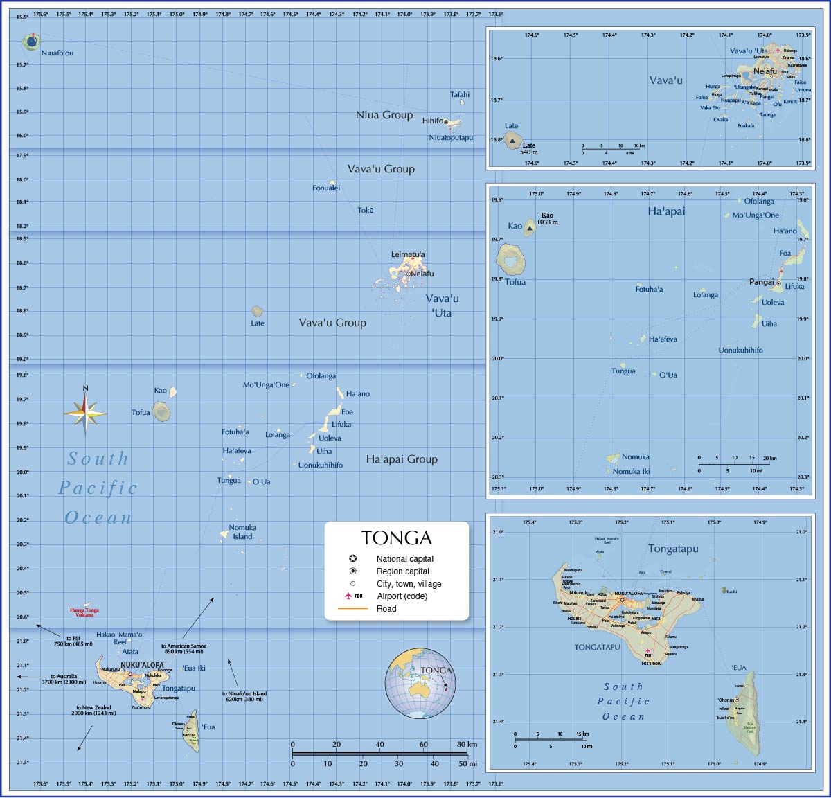 Detailed Map of Tonga - Nations Online Project