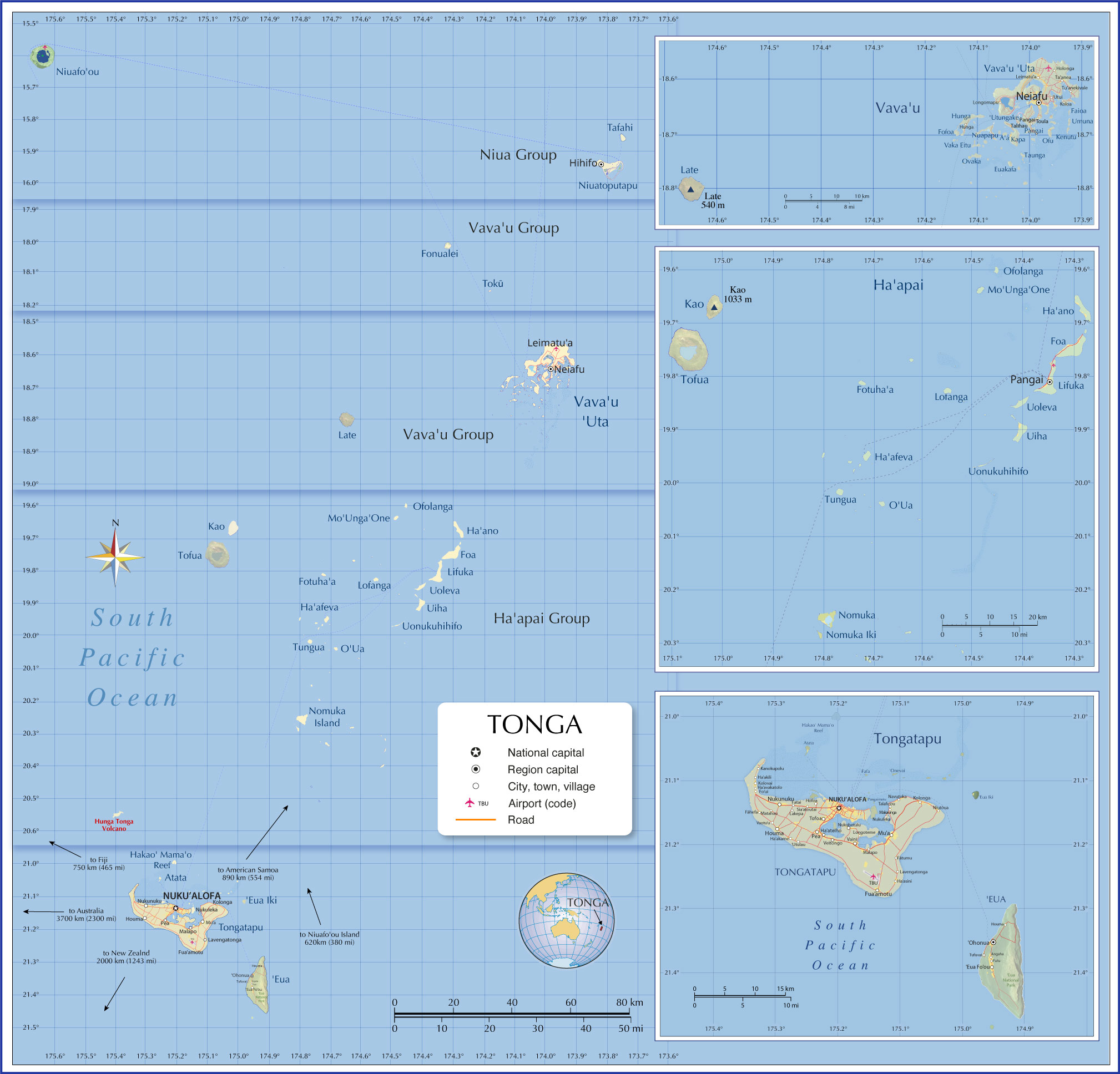 Reference Map of Tonga